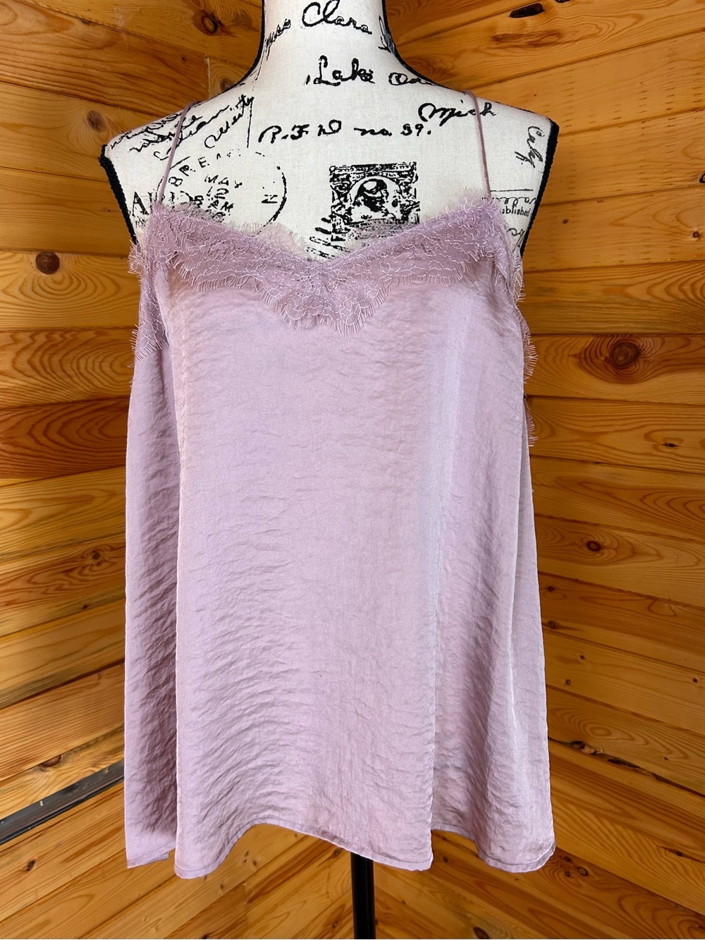 Nine West Lavender Lace-Trim Satin Cami Slip